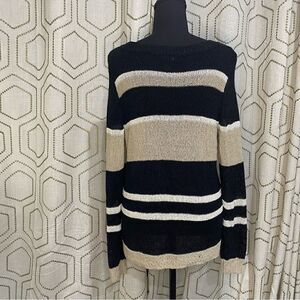 Ann Taylor Open Knit Striped Sweater Women's Size M